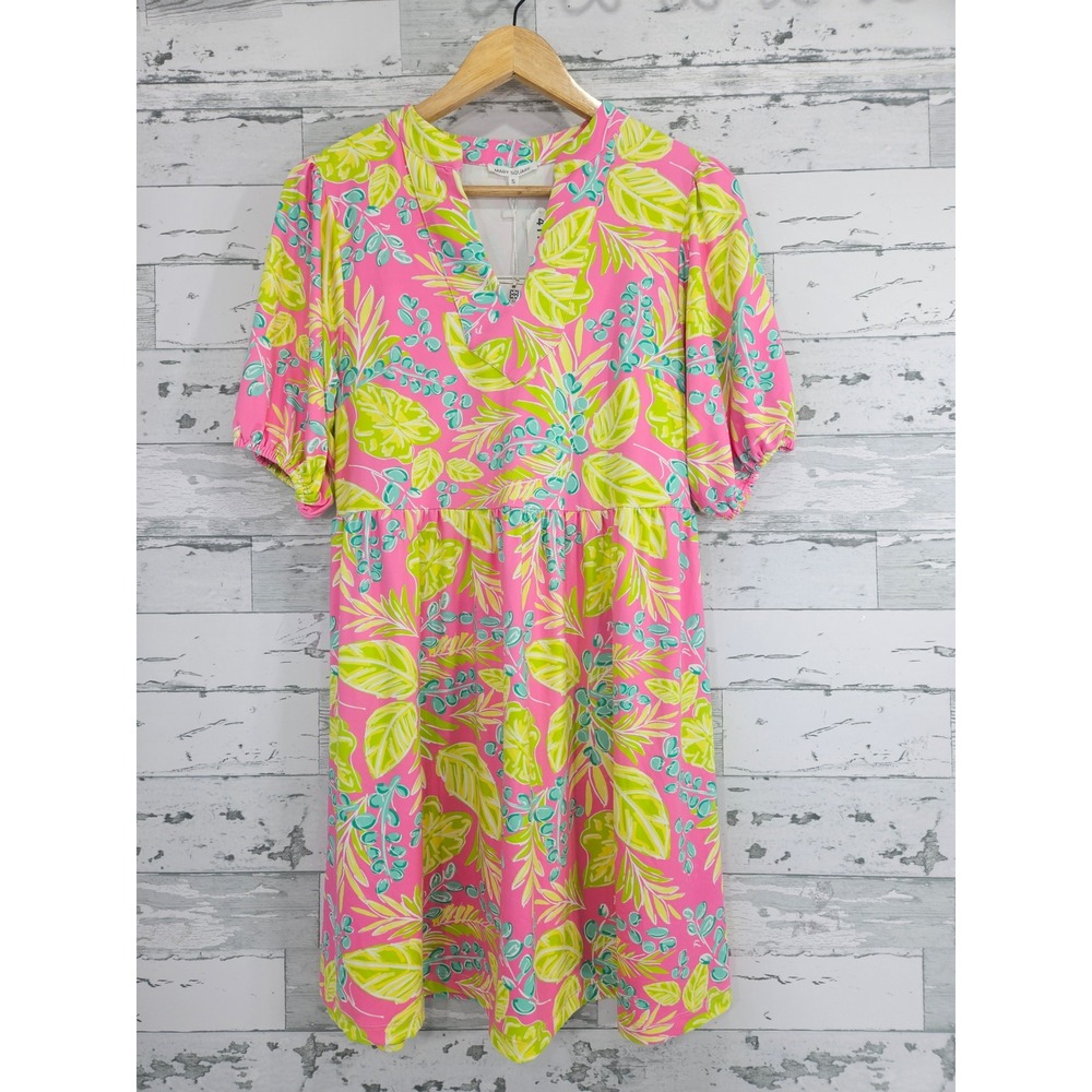 Mary Square Vine Time Pink Catalina Dress UPF 50+ Sun Protection Small